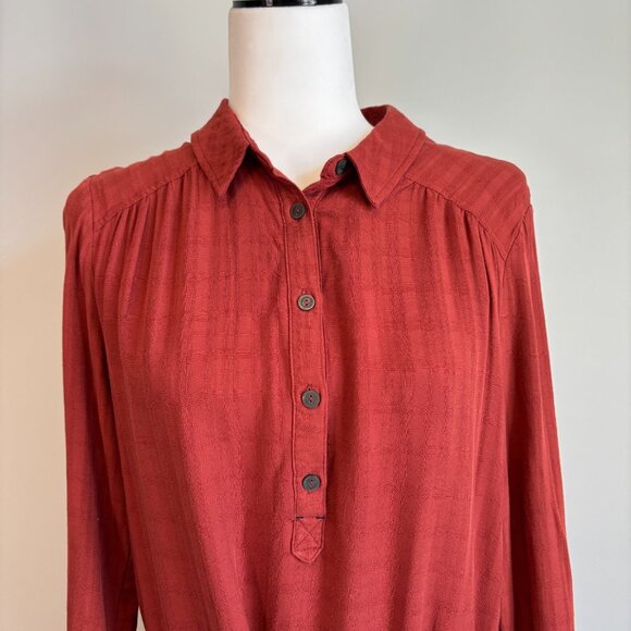 Mave Anthrologie Women Size 12 Bloomsbury Tie Shirt Dress Midi Chic Fall Fashion - Picture 4 of 13